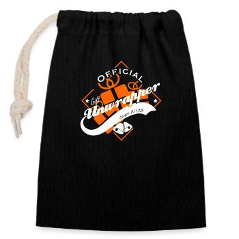 Official gift unwrapper since birth - Closable cotton gift bag (14x20cm) - black - Front