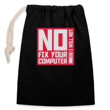not fix your computer - Closable cotton gift bag (14x20cm) - black - Front