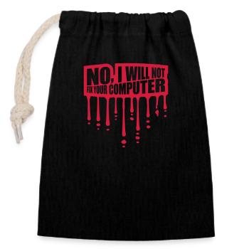 not fix your computer - Closable cotton gift bag (14x20cm) - black - Front