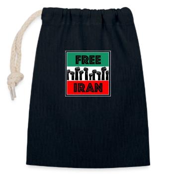 Free Iran - Closable cotton gift bag (14x20cm) - navy - Front
