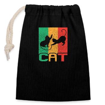Cat Vintage Rétro - Sac cadeau en coton avec cordon (14 x 20 cm) - noir - Devant