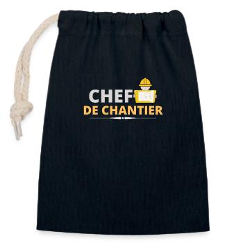 Chef de chantier. t shirt chef de chantier travaux - Sac cadeau en coton avec cordon (14 x 20 cm) - bleu marine - Devant