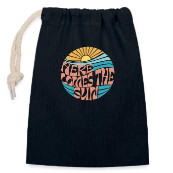 VOICI LE SOLEIL - Sac cadeau en coton avec cordon (14 x 20 cm) - bleu marine - Devant