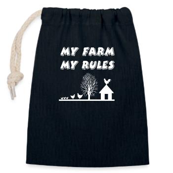Ferme - Sac cadeau en coton avec cordon (14 x 20 cm) - bleu marine - Devant
