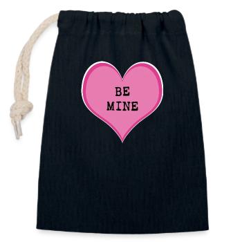 Be mine - Closable cotton gift bag (14x20cm) - navy - Front