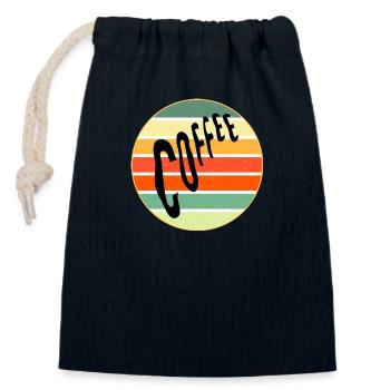 Café Rétro Coucher de soleil - Sac cadeau en coton avec cordon (14 x 20 cm) - bleu marine - Devant