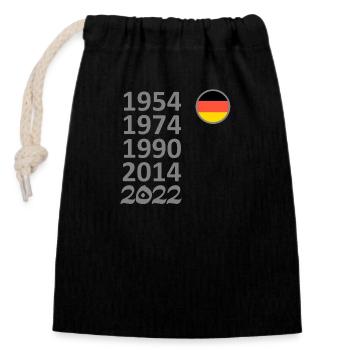 Football, World Cup, 2022, Germany - Closable cotton gift bag (14x20cm) - black - Front