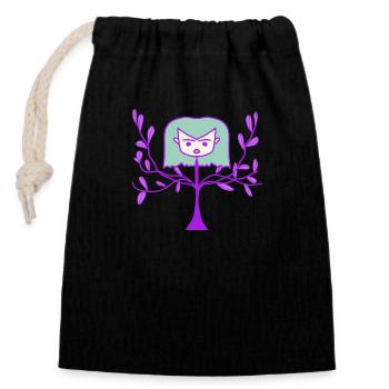 Dessin animé mignon - Sac cadeau en coton avec cordon (14 x 20 cm) - noir - Devant
