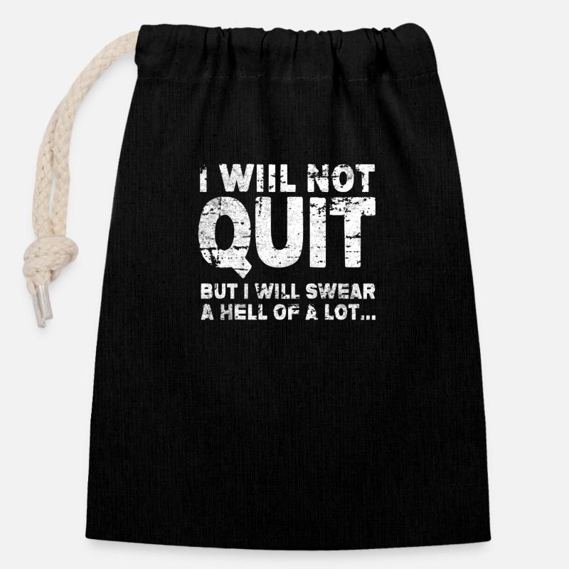 I Will not Quit - Closable cotton gift bag (14x20cm) - black