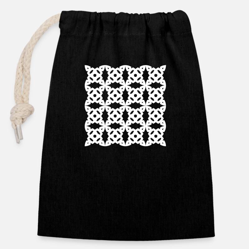 White Celtic pattern - Closable cotton gift bag (14x20cm) - black