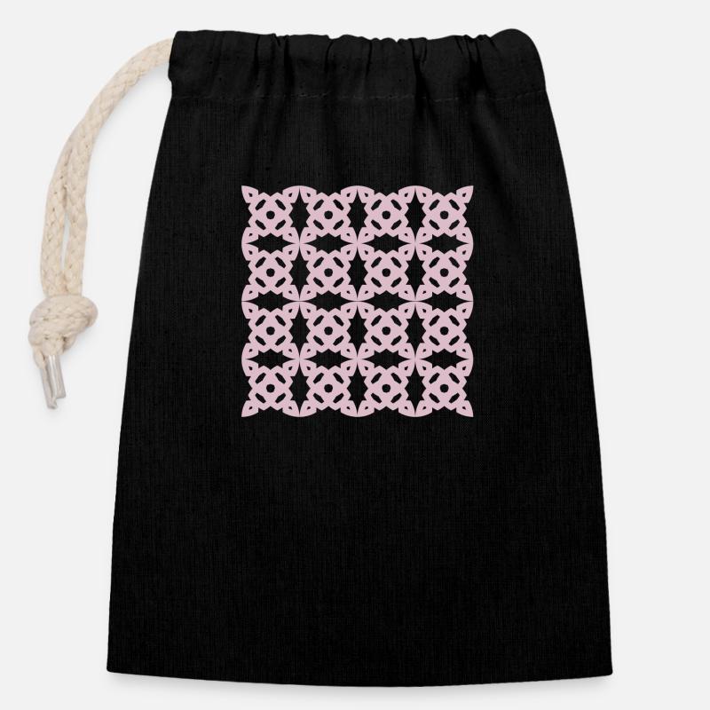 Pink pattern - Closable cotton gift bag (14x20cm) - black