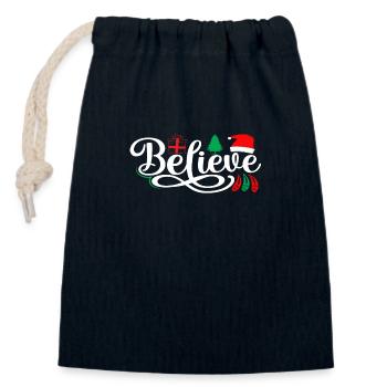 Believe - Closable cotton gift bag (14x20cm) - navy - Front
