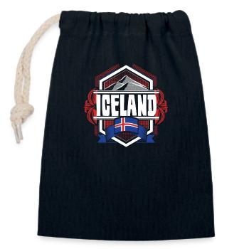 Islande Pays - Sac cadeau en coton avec cordon (14 x 20 cm) - bleu marine - Devant