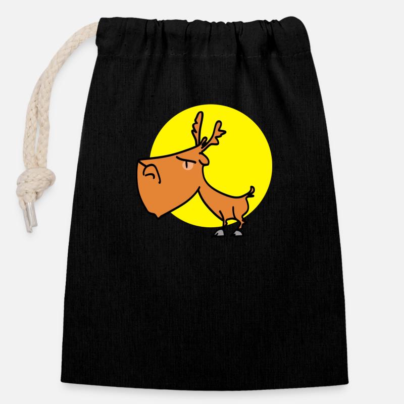 stubborn reindeer - Closable cotton gift bag (14x20cm) - black