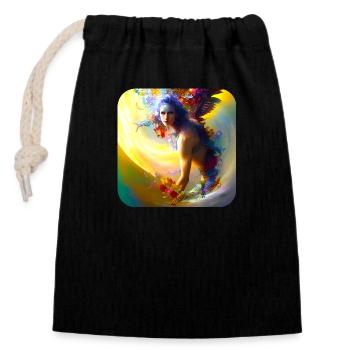 Paradis du surf - Sac cadeau en coton avec cordon (14 x 20 cm) - noir - Devant