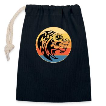 Tiger Big Cat Vintage Retro Sonnenuntergang - Verschließbarer Geschenkbeutel aus Baumwolle (14x20cm) - Navy - Vorne