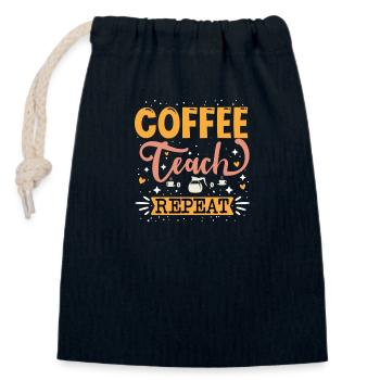 Coffee teach repeat - Closable cotton gift bag (14x20cm) - navy - Front