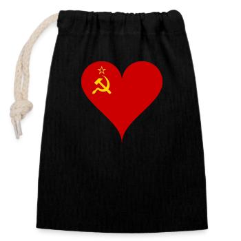 Amour Union soviétique Russie bras faucille marteau - Sac cadeau en coton avec cordon (14 x 20 cm) - noir - Devant