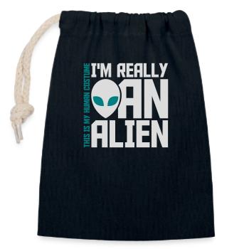 Citation extraterrestre de costume humain - Sac cadeau en coton avec cordon (14 x 20 cm) - bleu marine - Devant