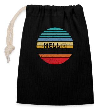 Hello Retro - Closable cotton gift bag (14x20cm) - black - Front