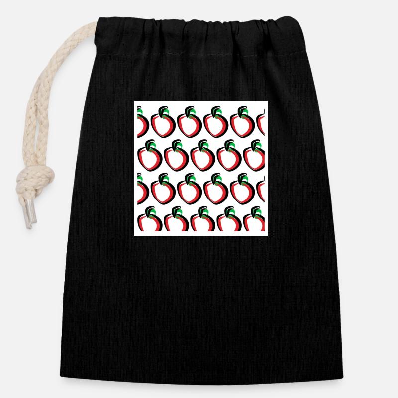 Pommes - Sac cadeau en coton avec cordon (14 x 20 cm) - noir