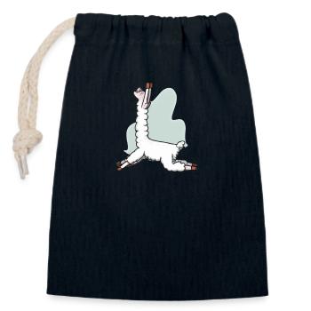 Lama Alpaga drôle drôle yoga pose pilates - Sac cadeau en coton avec cordon (14 x 20 cm) - bleu marine - Devant
