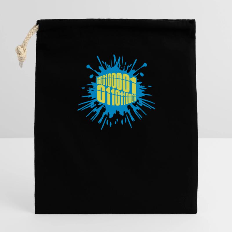 Langage de programme de code binaire Sac cadeau en coton avec cordon (14 x 20 cm)