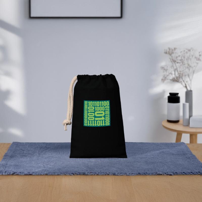 Langage de programme de code binaire Sac cadeau en coton avec cordon (14 x 20 cm)