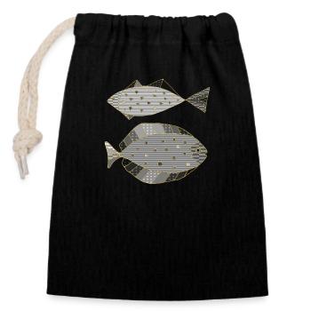 Poissons - Sac cadeau en coton avec cordon (14 x 20 cm) - noir - Devant
