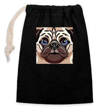Süßer Mops - Verschließbarer Geschenkbeutel aus Baumwolle (14x20cm) - Schwarz - Vorne
