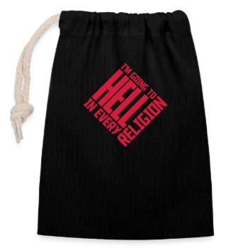 En allant en enfer - Sac cadeau en coton avec cordon (14 x 20 cm) - noir - Devant