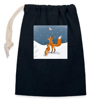 Füchse im Schnee - Verschließbarer Geschenkbeutel aus Baumwolle (14x20cm) - Navy - Vorne