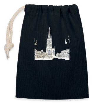 Münsteraner Prinzipalmarkt Zeichnung Markt - Verschließbarer Geschenkbeutel aus Baumwolle (14x20cm) - Navy - Vorne
