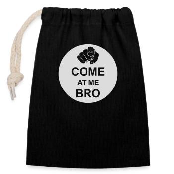 come at me bro - Closable cotton gift bag (14x20cm) - black - Front