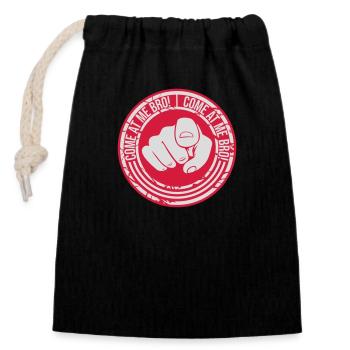 come at me bro - Closable cotton gift bag (14x20cm) - black - Front