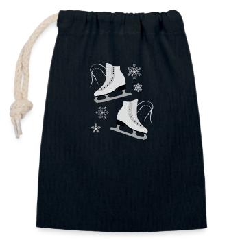 Schlittschuhe - Verschließbarer Geschenkbeutel aus Baumwolle (14x20cm) - Navy - Vorne