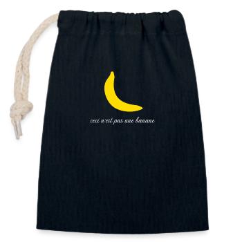 Ceci n'est pas une banane - humour - Sac cadeau en coton avec cordon (14 x 20 cm) - bleu marine - Devant
