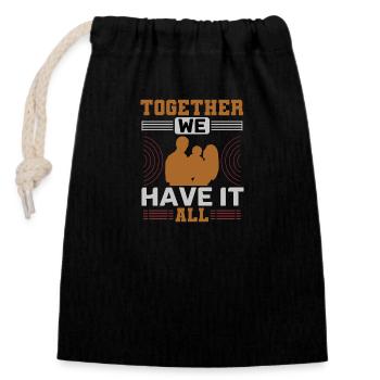 Together we have it all - Closable cotton gift bag (14x20cm) - black - Front