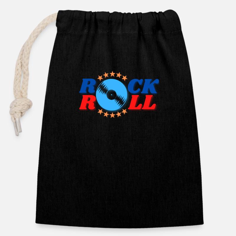 ROCK 'N' ROLL DISCO - Sac cadeau en coton avec cordon (14 x 20 cm) - noir