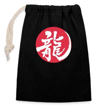 ZEN KANJI RYU - Sac cadeau en coton avec cordon (14 x 20 cm) - noir - Devant