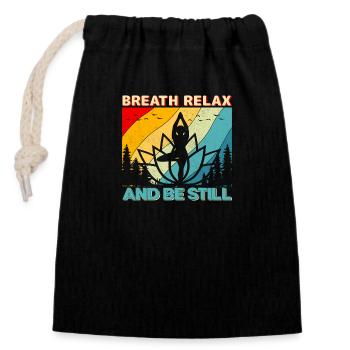 Breath Relax and be Still - Closable cotton gift bag (14x20cm) - black - Front