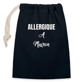 Allergique à Macron - Sac cadeau en coton avec cordon (14 x 20 cm) - bleu marine - Devant