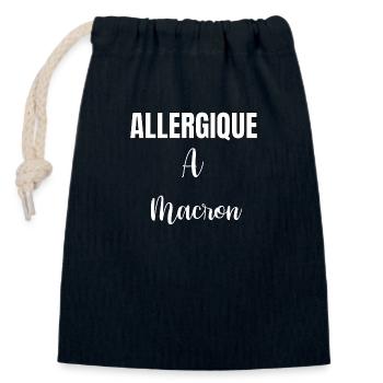 Allergique à Macron - Sac cadeau en coton avec cordon (14 x 20 cm) - bleu marine - Devant