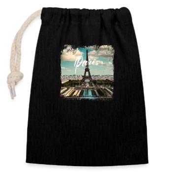 Paris Eiffel Tower casual style - Closable cotton gift bag (14x20cm) - black - Front