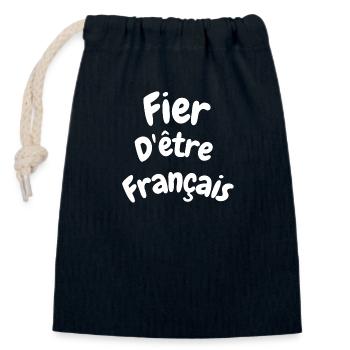Creation de vetement personnalisé - Sac cadeau en coton avec cordon (14 x 20 cm) - bleu marine - Devant