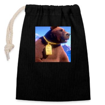 Rich Bear - Verschließbarer Geschenkbeutel aus Baumwolle (14x20cm) - Schwarz - Vorne
