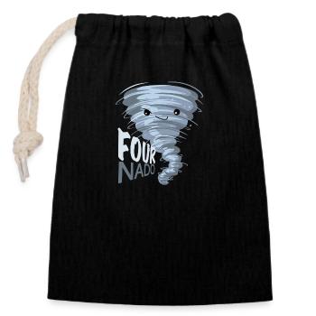FourNado 4th Birthday Party Theme 4 Year Old Boy - Sac cadeau en coton avec cordon (14 x 20 cm) - noir - Devant