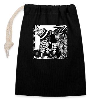Tahitienne - planète Terre - Sac cadeau en coton avec cordon (14 x 20 cm) - noir - Devant