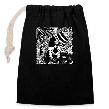 Tahitienne - planète Terre - Sac cadeau en coton avec cordon (14 x 20 cm) - noir - Devant