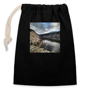 Photographie italie - Sac cadeau en coton avec cordon (14 x 20 cm) - noir - Devant